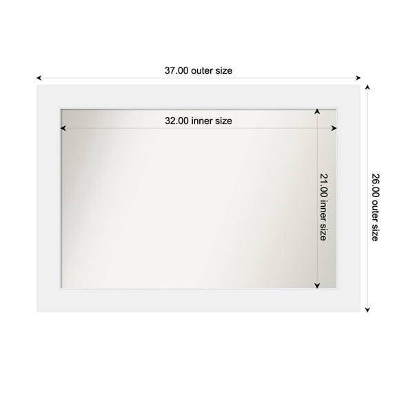 Amanti Art Custom Framed Wall and Bathroom Mirror (26 x 37 in.), Corvino White Frame