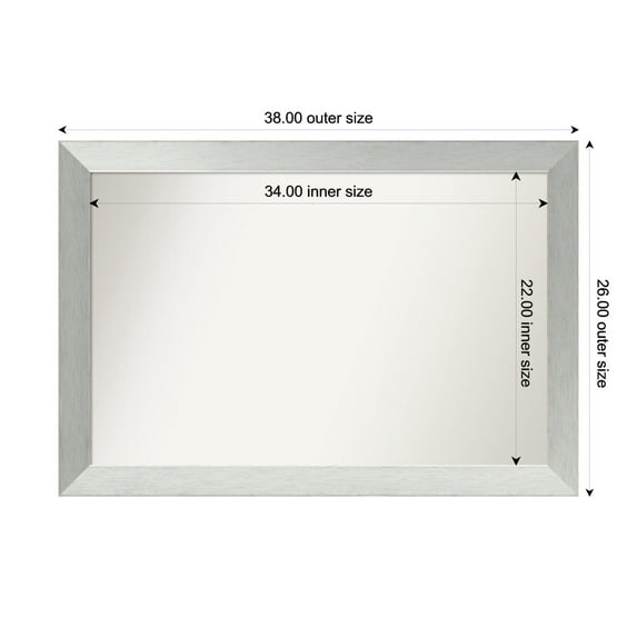Amanti Art Custom Framed Wall and Bathroom Mirror (26 x 38 in.), Brushed Sterling Silver Frame