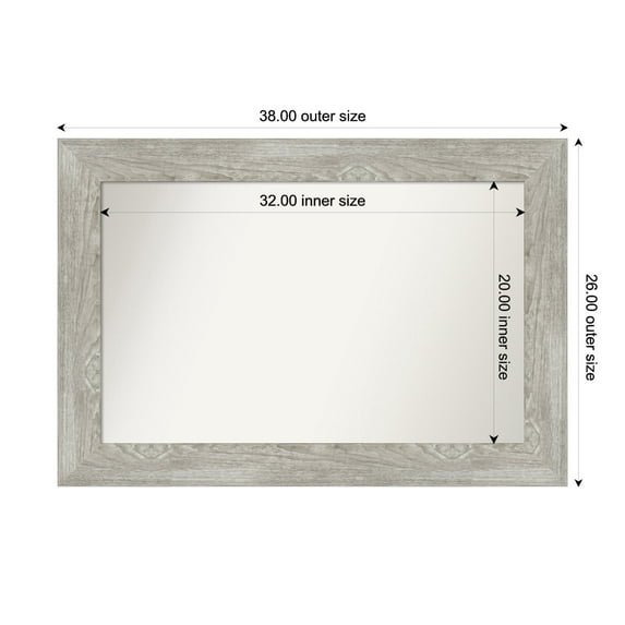 Amanti Art Custom Framed Wall and Bathroom Mirror (26 x 38 in.), Dove Greywash Frame
