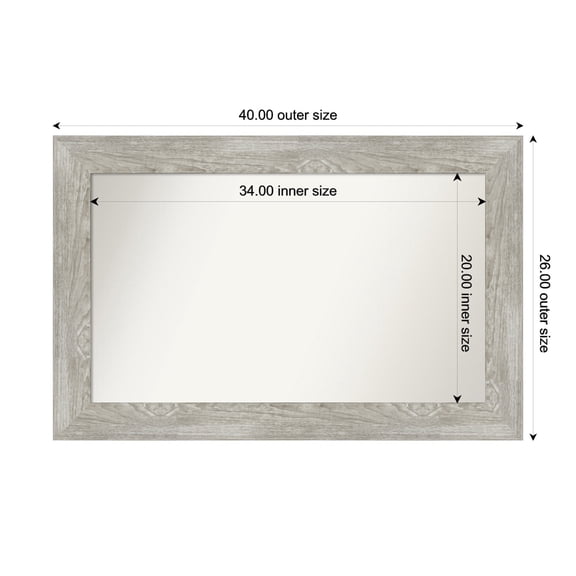 Amanti Art Custom Framed Wall and Bathroom Mirror (26 x 40 in.), Dove Greywash Frame