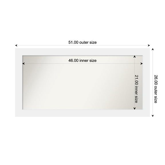 Amanti Art Custom Framed Wall and Bathroom Mirror (26 x 51 in.), Corvino White Frame