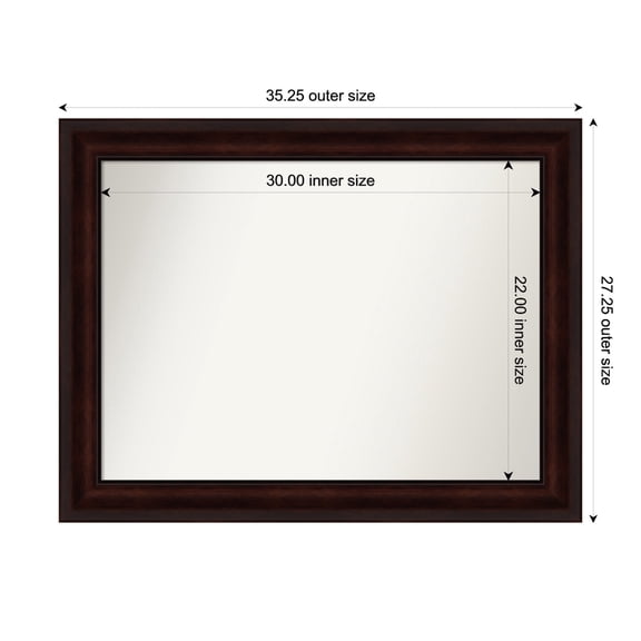 Amanti Art Custom Framed Wall and Bathroom Mirror (27.25 x 35.25 in.), Coffee Bean Brown Frame