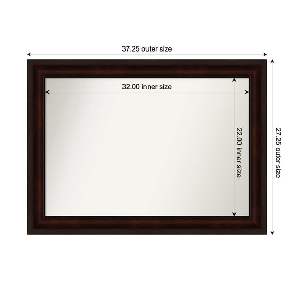 Amanti Art Custom Framed Wall and Bathroom Mirror (27.25 x 37.25 in.), Coffee Bean Brown Frame