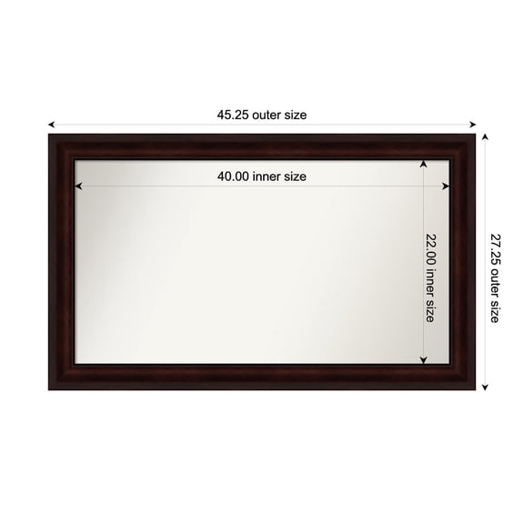 Amanti Art Custom Framed Wall and Bathroom Mirror (27.25 x 45.25 in.), Coffee Bean Brown Frame