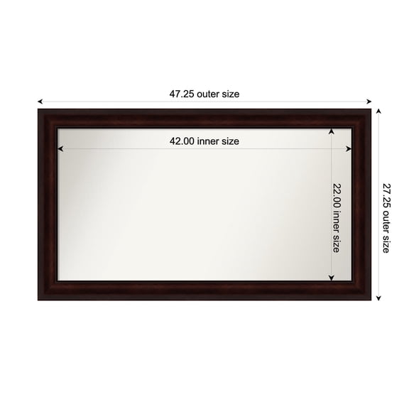 Amanti Art Custom Framed Wall and Bathroom Mirror (27.25 x 47.25 in.), Coffee Bean Brown Frame