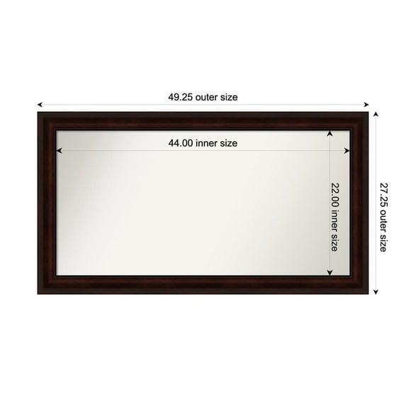 Amanti Art Custom Framed Wall and Bathroom Mirror (27.25 x 49.25 in.), Coffee Bean Brown Frame