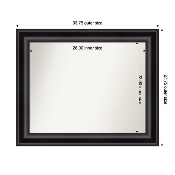Amanti Art Custom Framed Wall and Bathroom Mirror (27.75 x 33.75 in.), Grand Black Frame