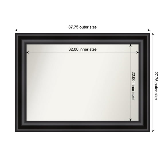 Amanti Art Custom Framed Wall and Bathroom Mirror (27.75 x 37.75 in.), Grand Black Frame