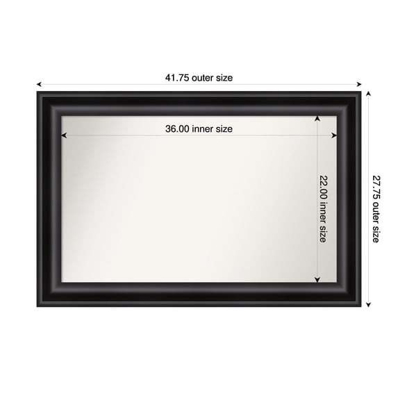 Amanti Art Custom Framed Wall and Bathroom Mirror (27.75 x 41.75 in.), Grand Black Frame