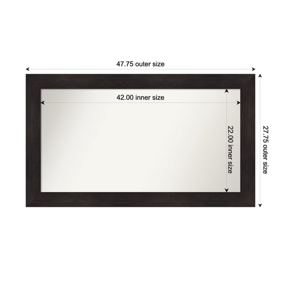 Amanti Art Custom Framed Wall and Bathroom Mirror (27.75 x 47.75 in.), Furniture Espresso Frame