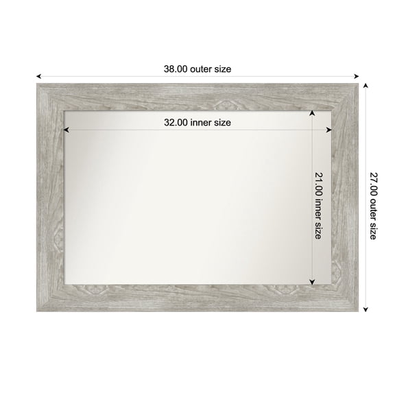 Amanti Art Custom Framed Wall and Bathroom Mirror (27 x 38 in.), Dove Greywash Frame