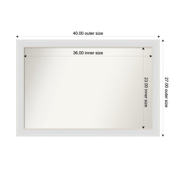 Amanti Art Custom Framed Wall and Bathroom Mirror (27 x 40 in.), Flair Soft White Frame