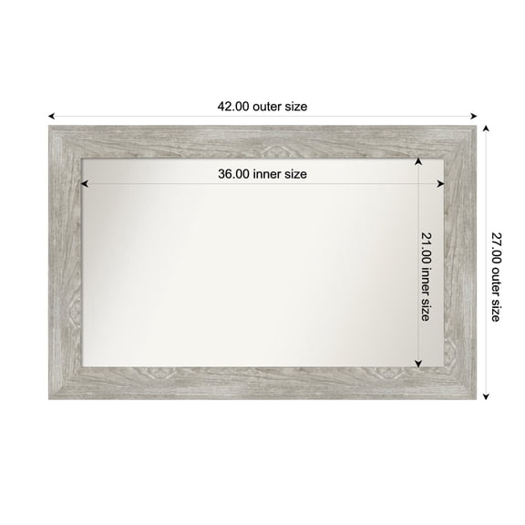 Amanti Art Custom Framed Wall and Bathroom Mirror (27 x 42 in.), Dove Greywash Frame