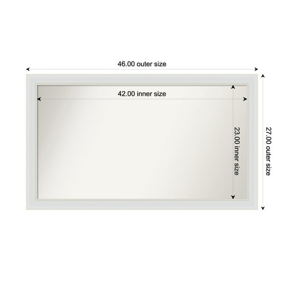 Amanti Art Custom Framed Wall and Bathroom Mirror (27 x 46 in.), Flair Soft White Frame