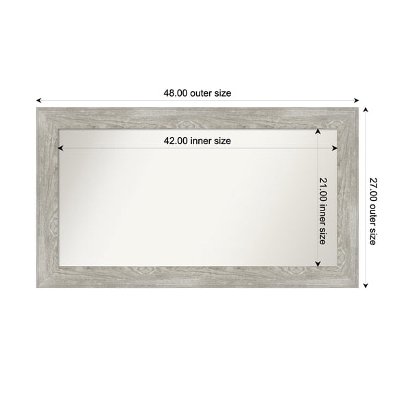 Amanti Art Custom Framed Wall and Bathroom Mirror (27 x 48 in.), Dove Greywash Frame