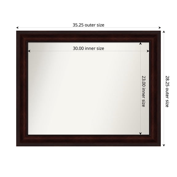 Amanti Art Custom Framed Wall and Bathroom Mirror (28.25 x 35.25 in.), Coffee Bean Brown Frame
