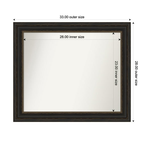 Amanti Art Custom Framed Wall and Bathroom Mirror (28 x 33 in.), Accent Bronze Frame