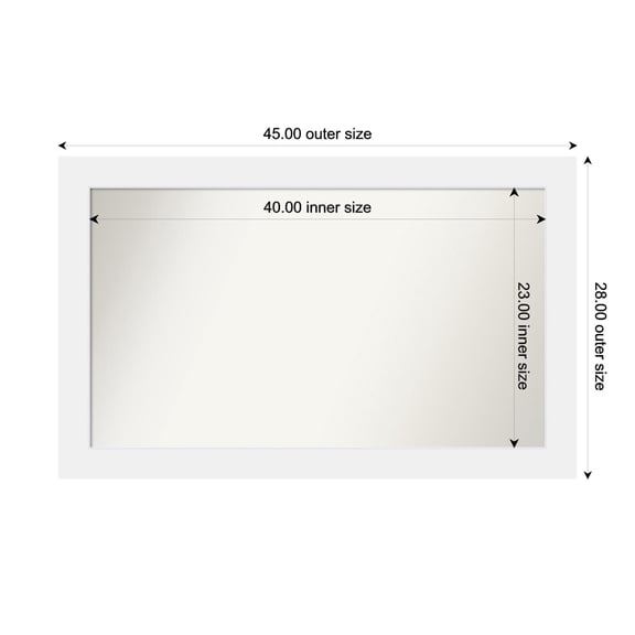 Amanti Art Custom Framed Wall and Bathroom Mirror (28 x 45 in.), Corvino White Frame