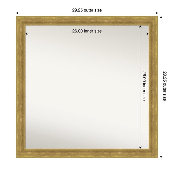 Amanti Art Custom Framed Wall and Bathroom Mirror (29.25 x 29.25 in.), Angled Gold Frame