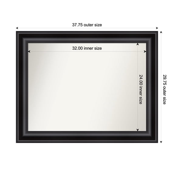 Amanti Art Custom Framed Wall and Bathroom Mirror (29.75 x 37.75 in.), Grand Black Frame