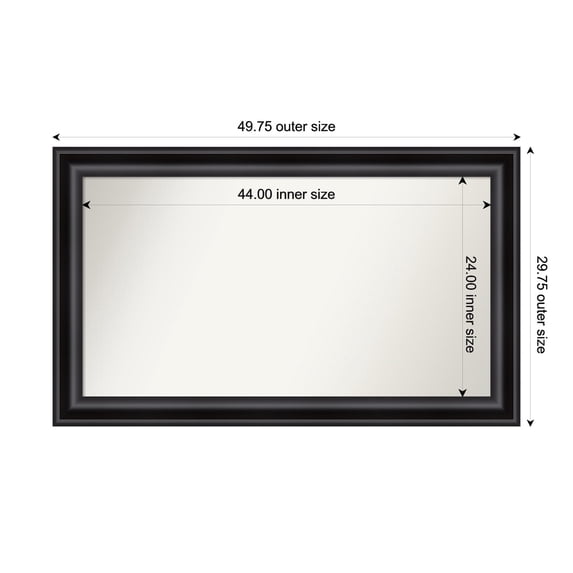 Amanti Art Custom Framed Wall and Bathroom Mirror (29.75 x 49.75 in.), Grand Black Frame
