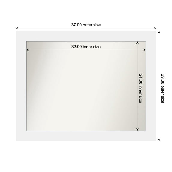 Amanti Art Custom Framed Wall and Bathroom Mirror (29 x 37 in.), Corvino White Frame