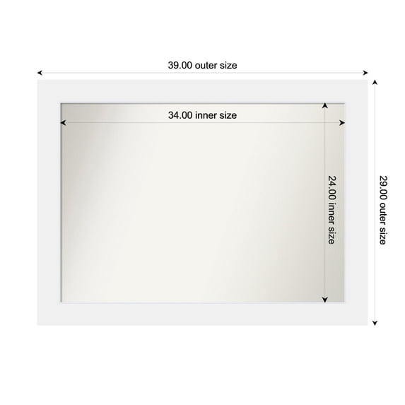 Amanti Art Custom Framed Wall and Bathroom Mirror (29 x 39 in.), Corvino White Frame