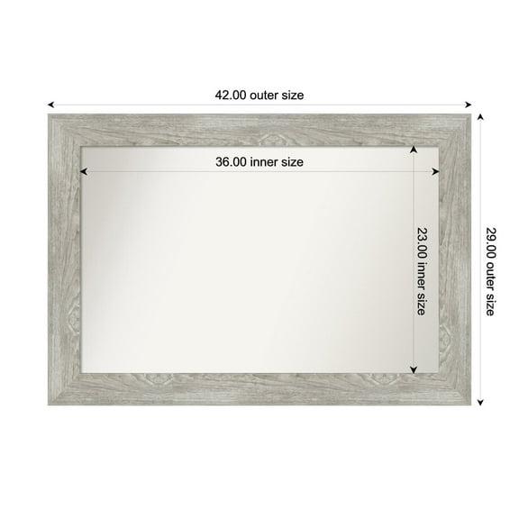 Amanti Art Custom Framed Wall and Bathroom Mirror (29 x 42 in.), Dove Greywash Frame