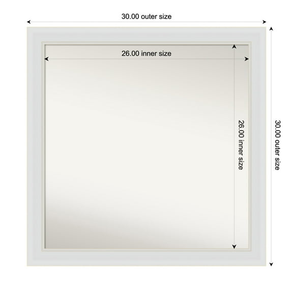 Amanti Art Custom Framed Wall and Bathroom Mirror (30 x 30 in.), Flair Soft White Frame