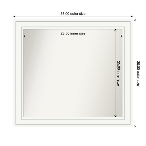 Amanti Art Custom Framed Wall and Bathroom Mirror (30 x 33 in.), Craftsman White Frame