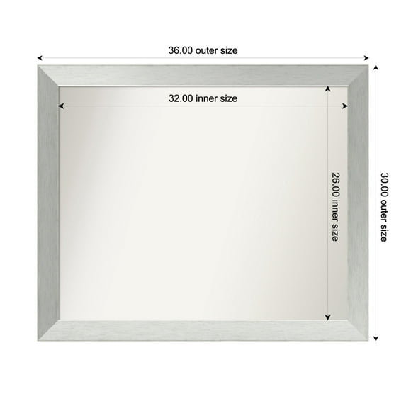 Amanti Art Custom Framed Wall and Bathroom Mirror (30 x 36 in.), Brushed Sterling Silver Frame