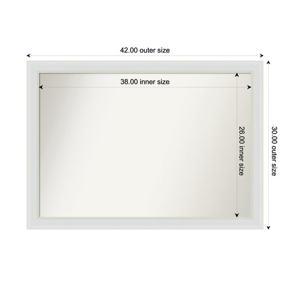 Amanti Art Custom Framed Wall and Bathroom Mirror (30 x 42 in.), Flair Soft White Frame