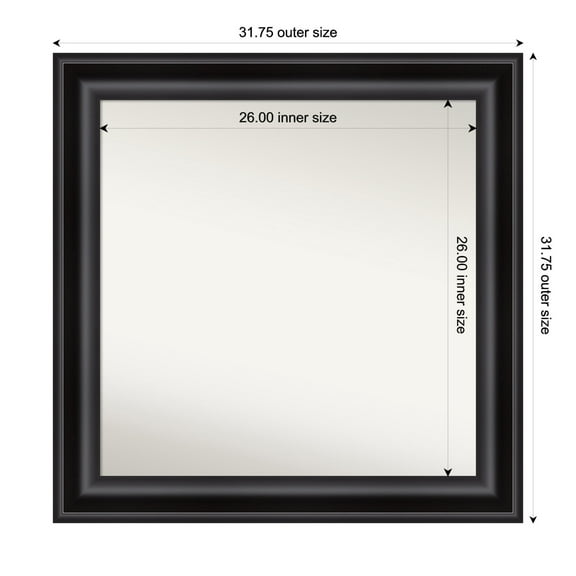 Amanti Art Custom Framed Wall and Bathroom Mirror (31.75 x 31.75 in.), Grand Black Frame
