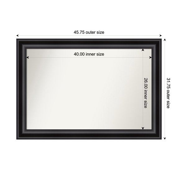 Amanti Art Custom Framed Wall and Bathroom Mirror (31.75 x 45.75 in.), Grand Black Frame