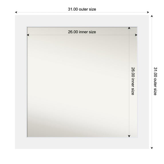 Amanti Art Custom Framed Wall and Bathroom Mirror (31 x 31 in.), Corvino White Frame