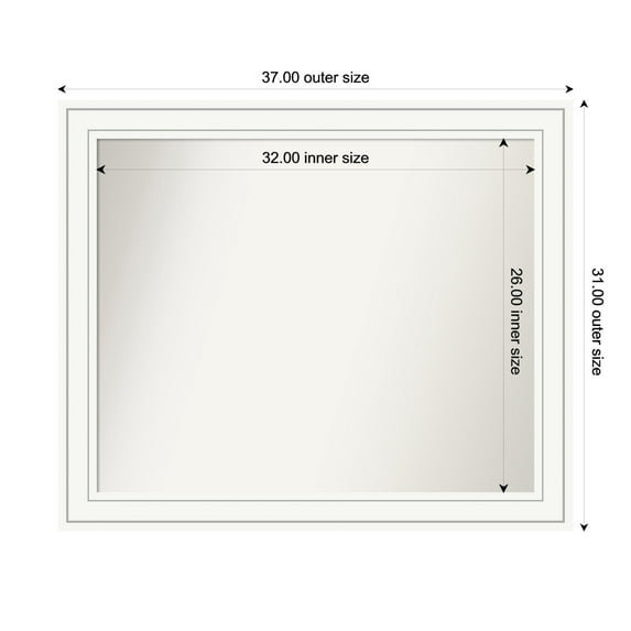 Amanti Art Custom Framed Wall and Bathroom Mirror (31 x 37 in.), Craftsman White Frame