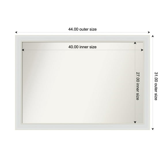 Amanti Art Custom Framed Wall and Bathroom Mirror (31 x 44 in.), Flair Soft White Frame