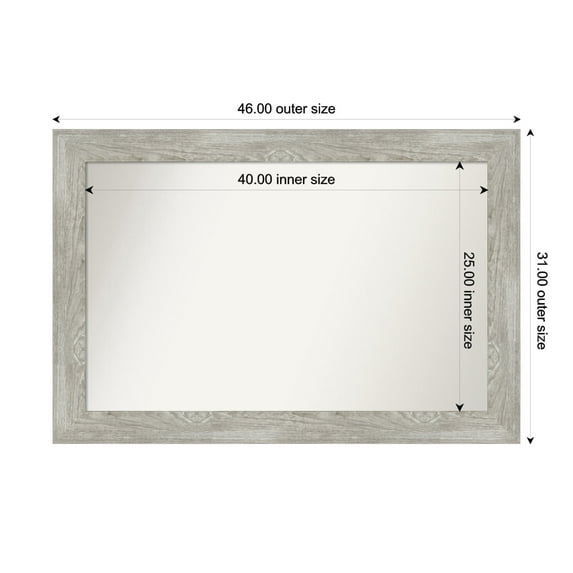 Amanti Art Custom Framed Wall and Bathroom Mirror (31 x 46 in.), Dove Greywash Frame