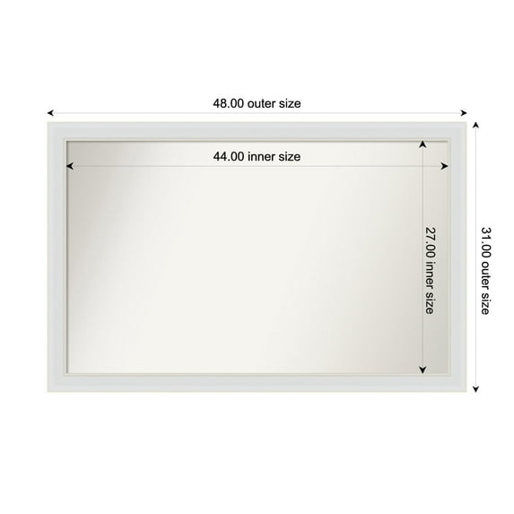 Amanti Art Custom Framed Wall and Bathroom Mirror (31 x 48 in.), Flair Soft White Frame