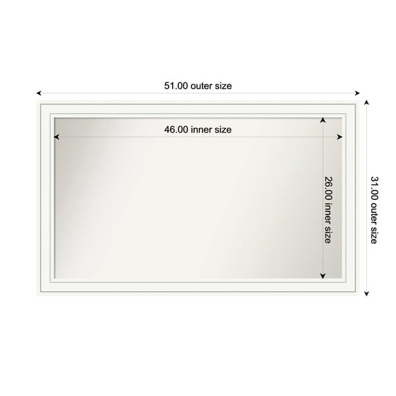 Amanti Art Custom Framed Wall and Bathroom Mirror (31 x 51 in.), Craftsman White Frame