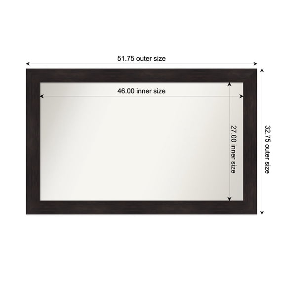 Amanti Art Custom Framed Wall and Bathroom Mirror (32.75 x 51.75 in.), Furniture Espresso Frame