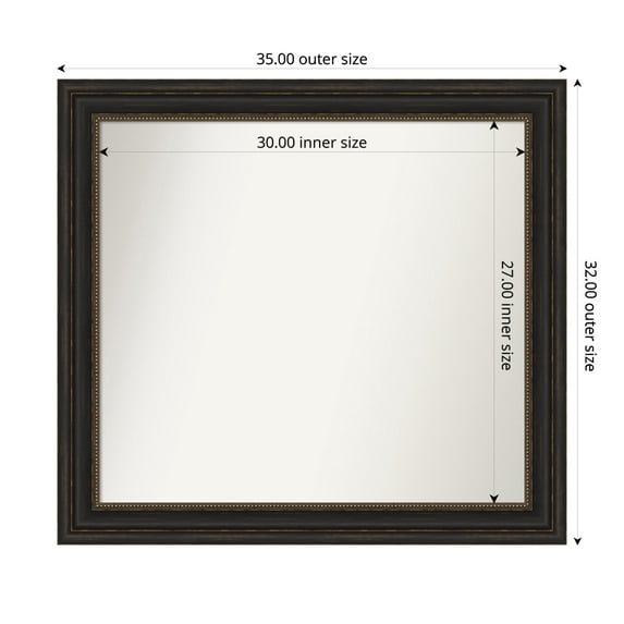 Amanti Art Custom Framed Wall and Bathroom Mirror (32 x 35 in.), Accent Bronze Frame