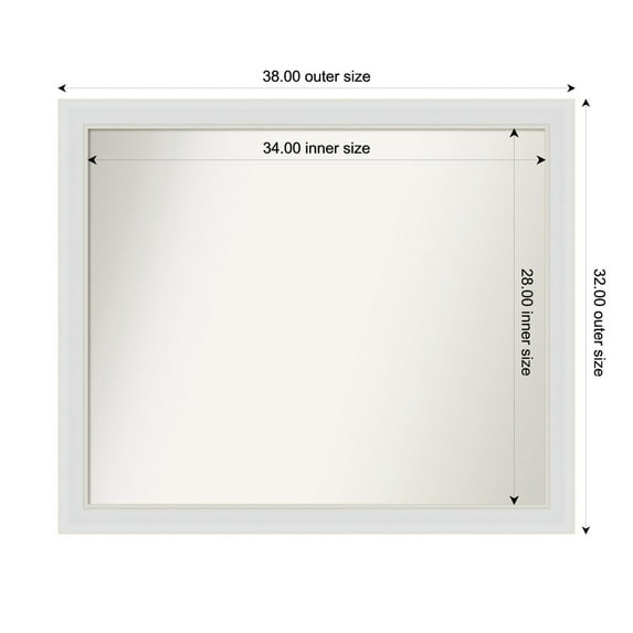 Amanti Art Custom Framed Wall and Bathroom Mirror (32 x 38 in.), Flair Soft White Frame