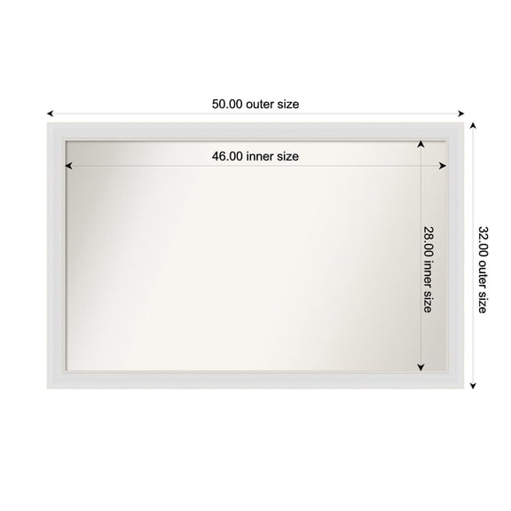 Amanti Art Custom Framed Wall and Bathroom Mirror (32 x 50 in.), Flair Soft White Frame