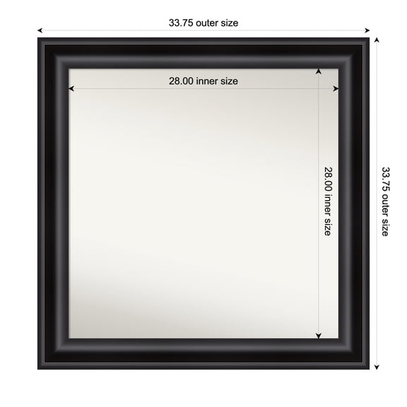 Amanti Art Custom Framed Wall and Bathroom Mirror (33.75 x 33.75 in.), Grand Black Frame