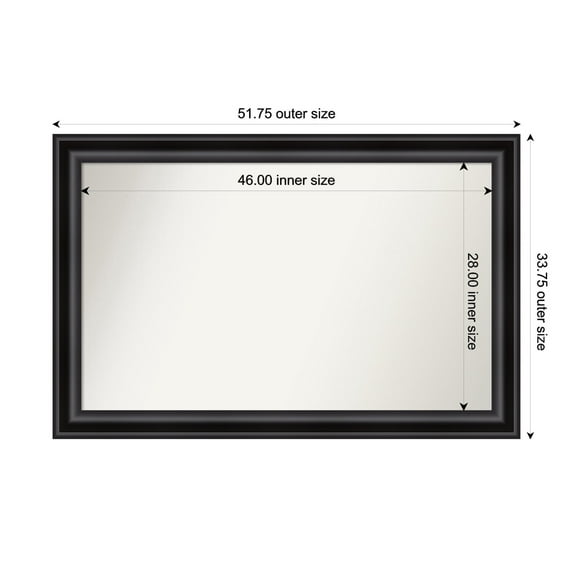Amanti Art Custom Framed Wall and Bathroom Mirror (33.75 x 51.75 in.), Grand Black Frame