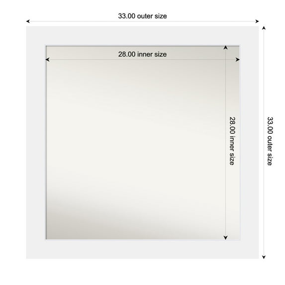 Amanti Art Custom Framed Wall and Bathroom Mirror (33 x 33 in.), Corvino White Frame