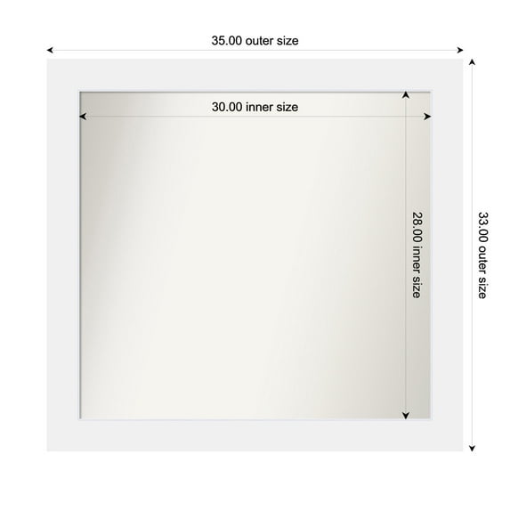 Amanti Art Custom Framed Wall and Bathroom Mirror (33 x 35 in.), Corvino White Frame
