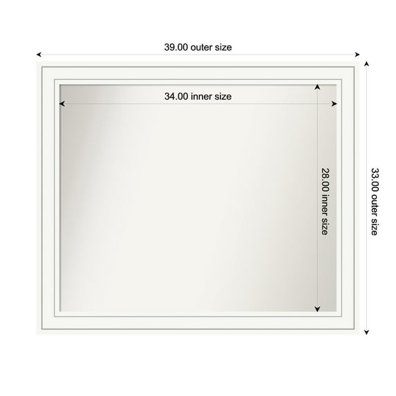 Amanti Art Custom Framed Wall and Bathroom Mirror (33 x 39 in.), Craftsman White Frame