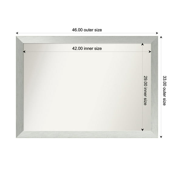 Amanti Art Custom Framed Wall and Bathroom Mirror (33 x 46 in.), Brushed Sterling Silver Frame